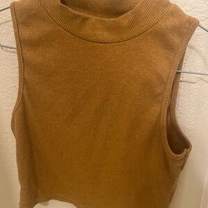 SHEIN Ribbed Sleeveless Brown Tank Top